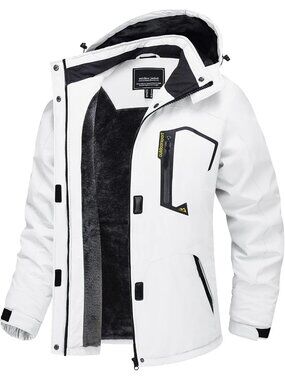 Women’s Waterproof Winter Ski Jacket White Warm Fleece Snow Coat